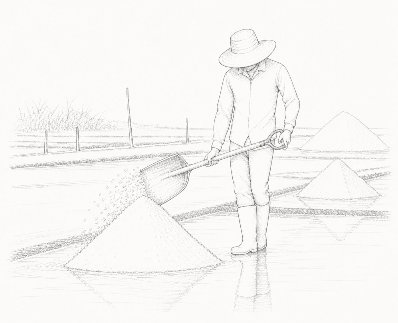 Salinero harvesting salt at Laguna de Cuyutlán